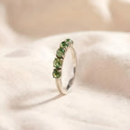 Moss Agate Wedding Band, 5 Stone Moss Agate Ring - Gigiscc