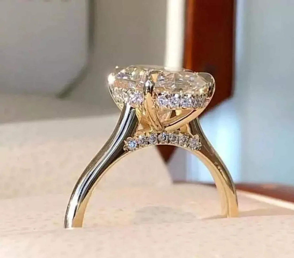 Oval Cut Moissanite Ring Daisy Floral Engagement Ring - Gigiscc