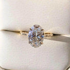 Oval Cut Moissanite Ring Daisy Floral Engagement Ring - Gigiscc