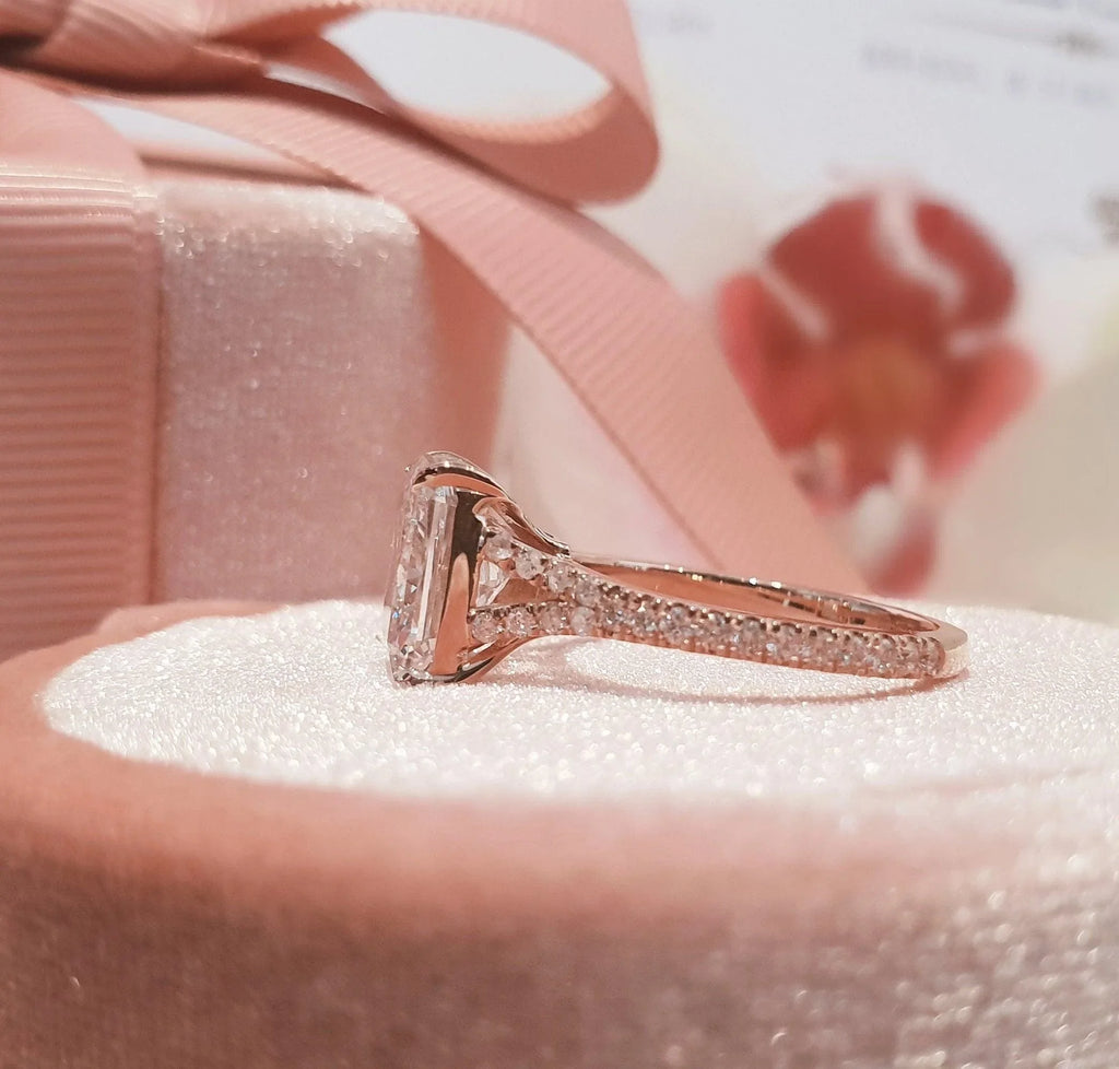2.5CT Radiant Cut Moissanite Engagement Ring Set - Gigiscc