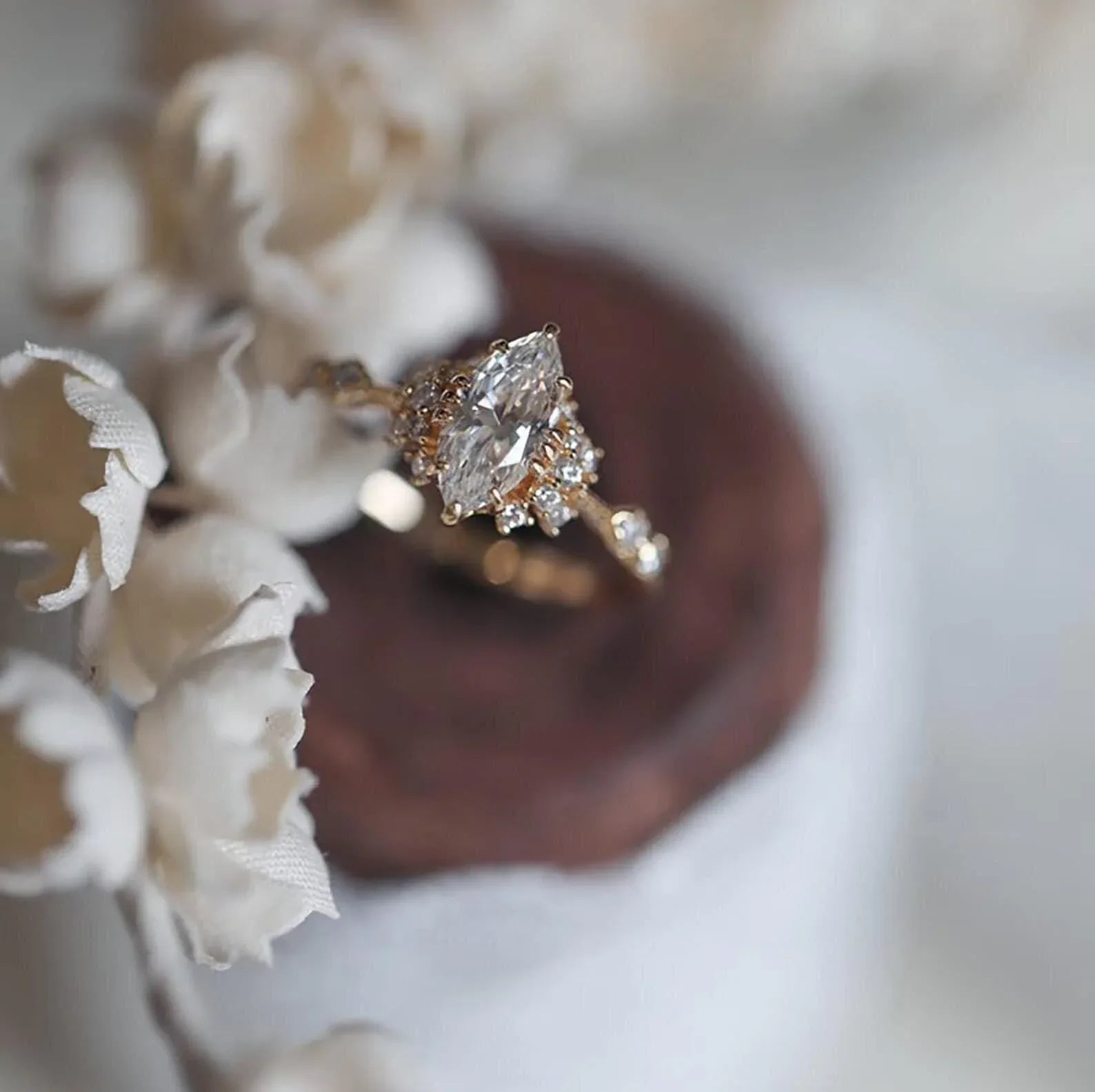 Marquise Cut Moissanite Engagement Unique Promise Ring - Gigiscc