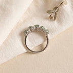 Moss Agate Wedding Band, 5 Stone Moss Agate Ring - Gigiscc