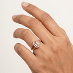 Hexagon Moissanite Bezel Set Engagement Ring Rose Gold With Model Hand