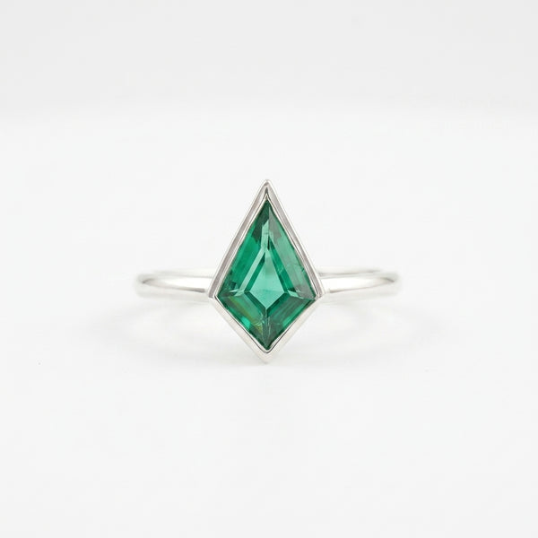 Kite Shaped Emerald Ring Solid Gold Solitaire Ring