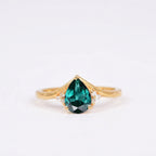 Green Emerald & Diamond Engagement Ring