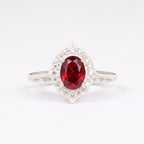 Oval Cut Red Ruby 925 Sterling Silver Statement Ring