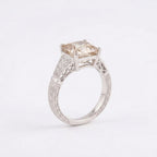 Asscher Cut Peach Moissanite Diamond Ring