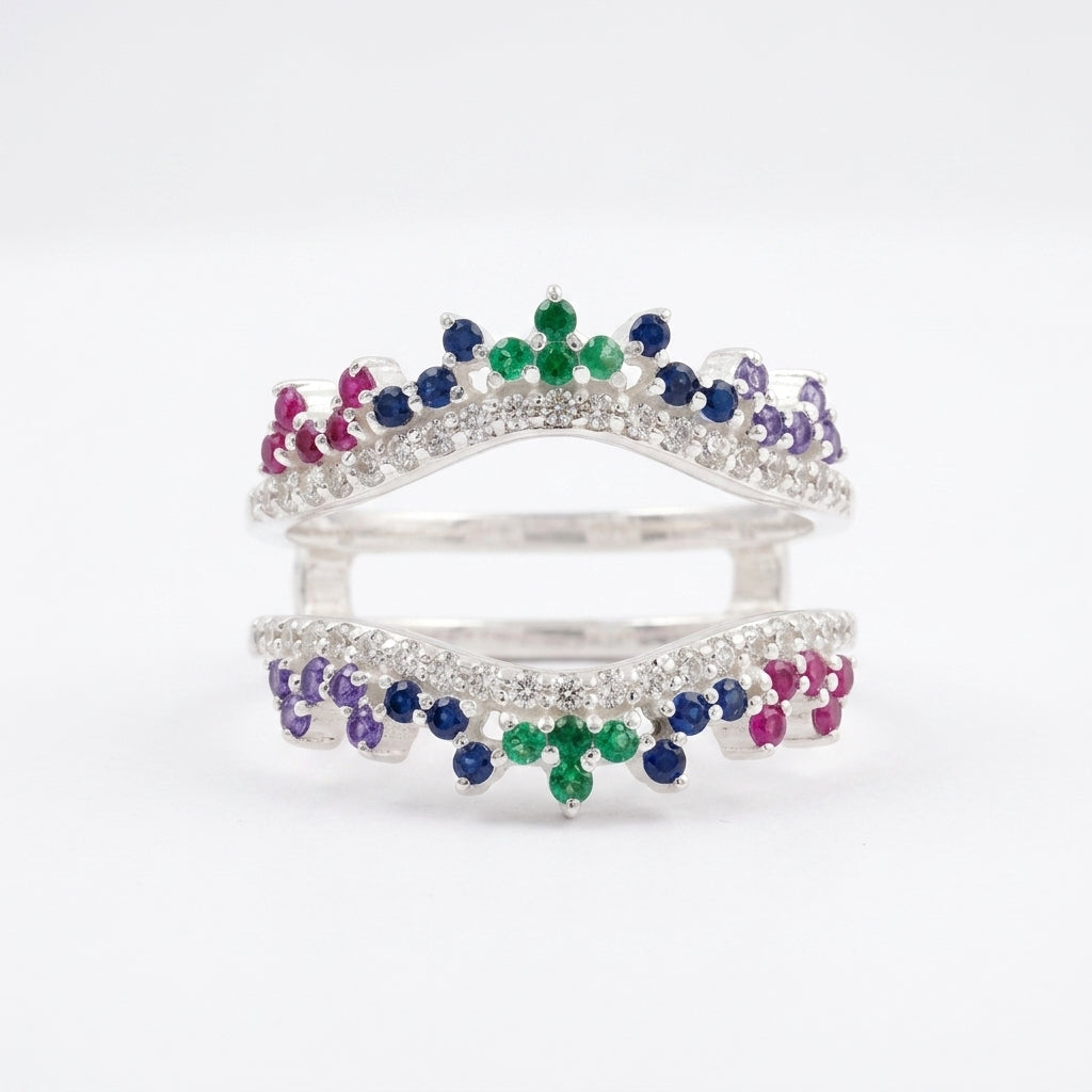 Multi Stone Wedding Band | Sapphire Ruby Emerald Multi Stone Ring