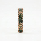 Baguette Cut Moss Agate Stone Wedding Band with rose gold