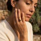 Kite Shaped Red Garnet Ring with model