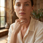 Oval Moissanite Engagement Rings with model hand