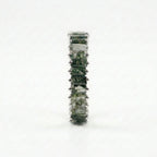 Baguette Cut Moss Agate Stone Wedding Band With silver
