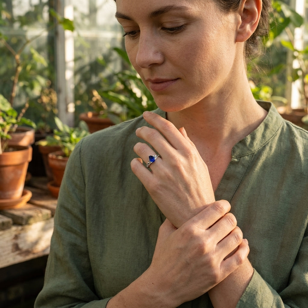 Pear-Shaped Blue Sapphire Celtic Knot Engagement Ring