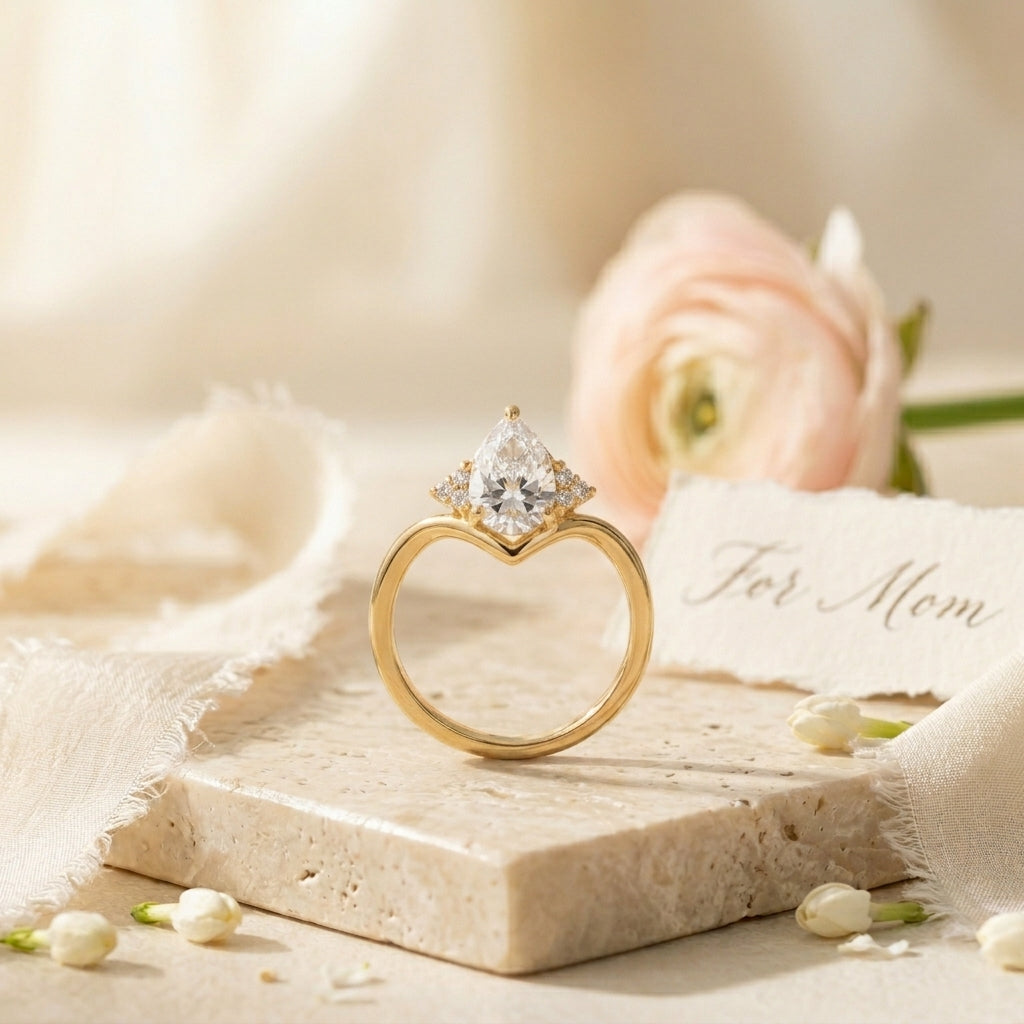 Moissanite Engagement Ring With Object