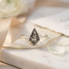 Kite Shaped Black Rutile Quartz Ring with object