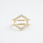Double Curved Enhancer Moissanite Rose Gold Wedding Band Ring With Gold Plated