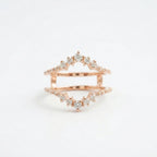 Double Curved Enhancer Moissanite Rose Gold Wedding Band Ring With Rose Gold Plated