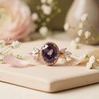 Oval Cut Alexandrite Cluster Engagement Ring