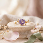 Hexagon Alexandrite Opal Engagement Ring