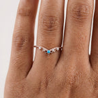 Turquoise Curved CZ Diamond Wedding Band Half Eternity S925 Silver Band For Women With hand