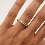 Princess Cut Alexandrite Wedding Band 14K Solid Gold Band