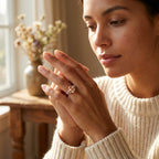 Pear Morganite Cluster Moissanite Alexandrite Ring With Model
