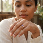 Round Alexandrite & Moonstone Inspired Leaf Design Engagement Ring With Model