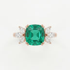 Green Emerald Marquise Diamond Cluster Engagement Ring