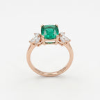 Green Emerald Marquise Diamond Cluster Engagement Ring