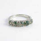 Moss Agate Wedding Band, 5 Stone Moss Agate Ring