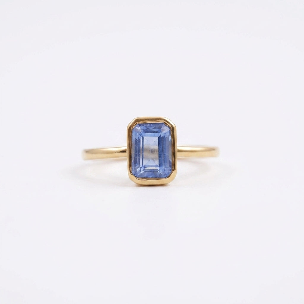 Large Alexandrite Bezel Set Engagement Ring 