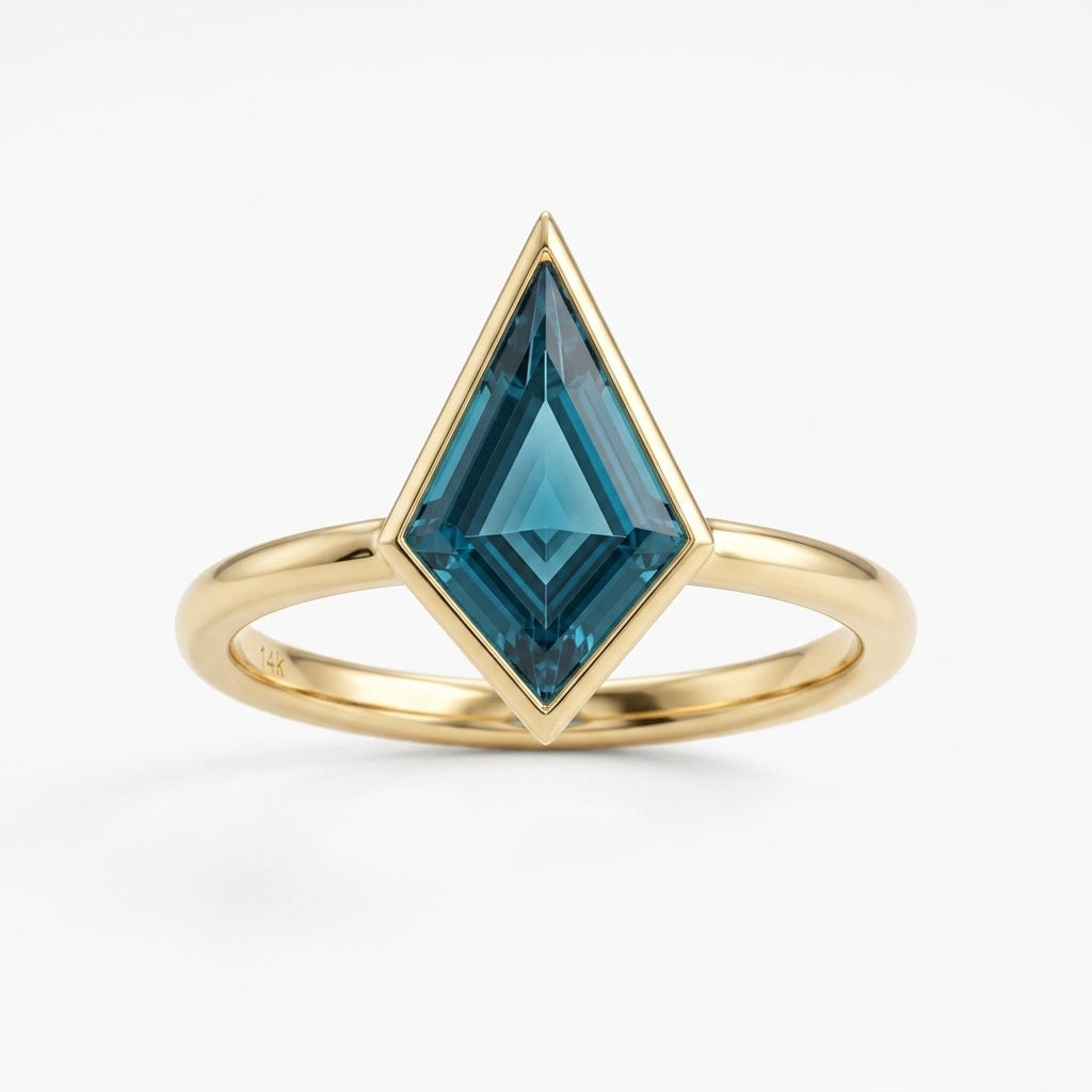 Kite Shaped Color-Change Alexandrite Ring