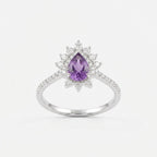 Pear Cut Alexandrite Wedding Band Stacking Diamond Curved Ring