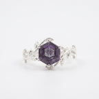 Hexagon Cut Alexandrite Nature Inspired Leaf Engagement Ring