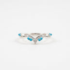 Turquoise Half Eternity Sterling Silver Wedding Band