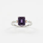 Emerald Cut Alexandrite And Fire Opal Engagement Ring