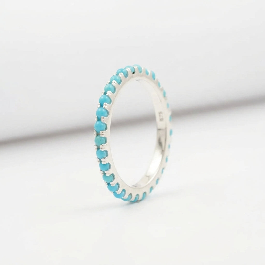 Turquoise Full Eternity Wedding Bands