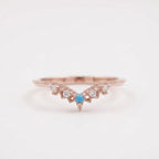 Turquoise Curved CZ Diamond Wedding Band Half Eternity S925 Silver Band For Women