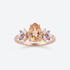 Pear Morganite Cluster Moissanite Alexandrite Ring