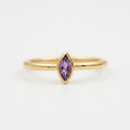 Bezel Set Dainty Marquise Alexandrite Stacking Ring For Women