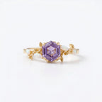 Hexagon Alexandrite Opal Engagement Ring