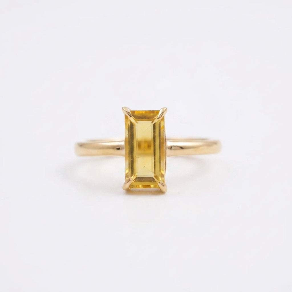 Baguette Citrine Engagement Ring | November Birthstone Jewelry