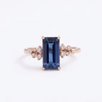 Blue Sapphire Cluster Engagement Ring