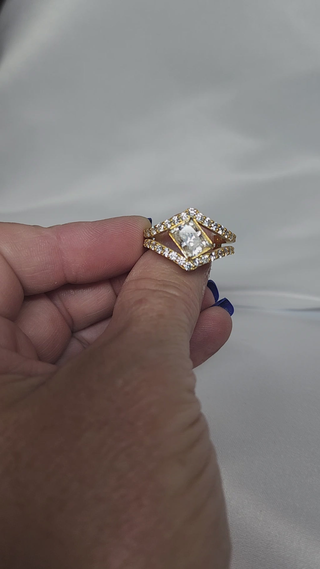 2ct Radiant Cut Moissanite with guard setting.
