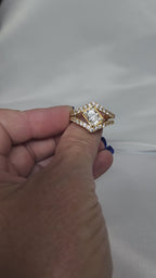 2ct Radiant Cut Moissanite with guard setting.