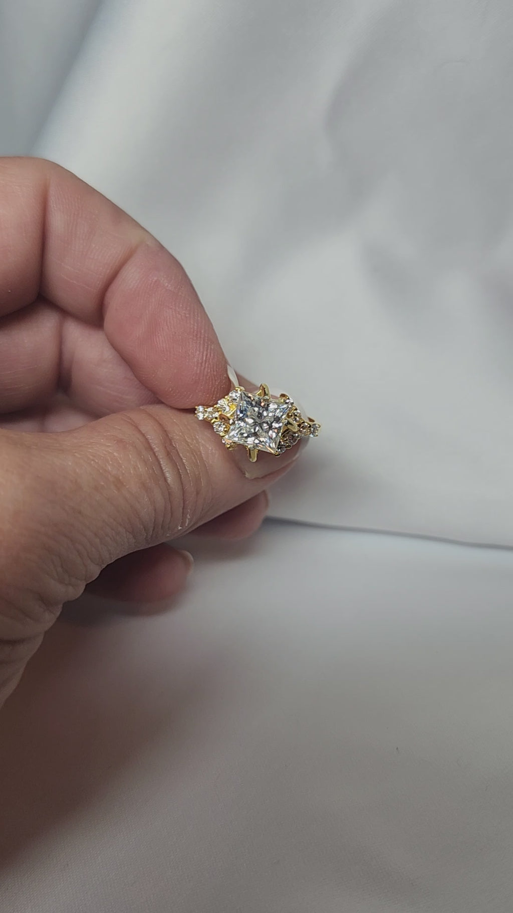 2ct Exquisite Princess Cut Moissanite Solitaire Ring. A Timeless Appeal enhanced by moissanite  side stones. GRA Certified, VVS1.