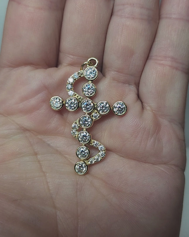 6ctw Moissanite 14k gold Cross Pendant Elegant Moissanite Necklace. GRA Certified, VVS1.