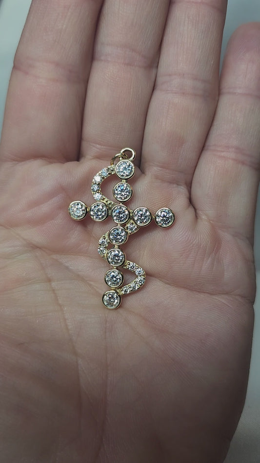 6ctw Moissanite 14k gold Cross Pendant Elegant Moissanite Necklace. GRA Certified, VVS1.
