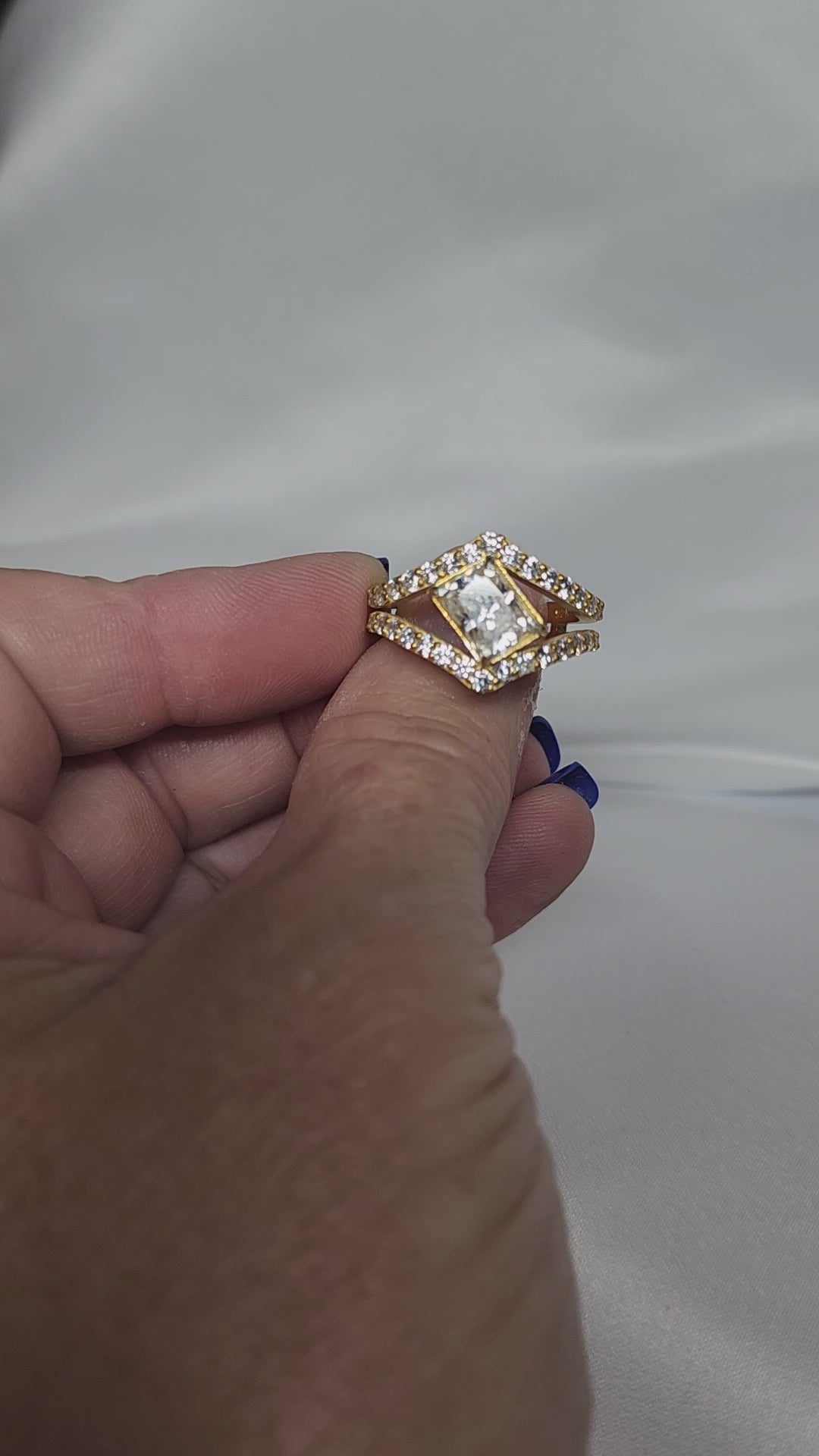2ct Radiant Cut Moissanite with guard setting.