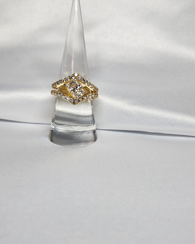 2ct Radiant Cut Moissanite with guard setting.